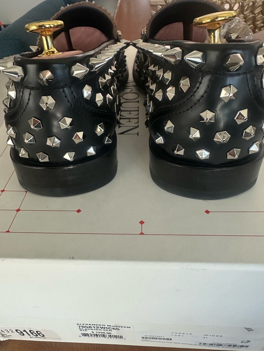Alexander McQueen Black Leather Spike-Embellished Loafers EU41 (US8) - Picture 9 of 15